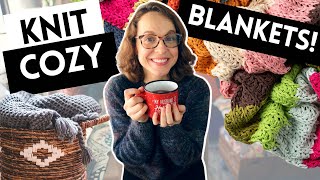 10 COZY BLANKETS TO KNIT knittingpodcast [upl. by Repmek]