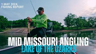 Lake of the Ozark Bass Fishing Report  1 May 2024  Fishing report  Fishing report today [upl. by Yacano]