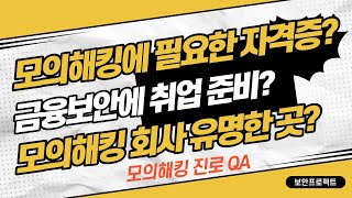 진로QA  모의해킹에 필요한 자격증 금융권에 취업하기 위한 준비 유명한 모의해킹 회사 [upl. by Lenra]