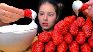 ASMR GIANT STRAWBERRIES amp WHIPPED CREAM MILKA CHOCOLATE EATING SOUNDS MUKBANG 먹방  Tati ASMR [upl. by Cressida69]