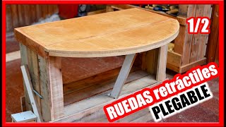 SISTEMA de ruedas RETRÁCTILES  REBATIBLES para mesa de trabajo [upl. by Akehsay128]