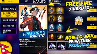 Free Fire X Naruto Rewards 😲  How To Join Free Fire Partner Program in Nepal [upl. by Orten]