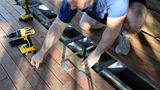 How to Straighten Bent or Bowed Decking Boards Hardwood Decking Crooked decking Kwila [upl. by Glenine]