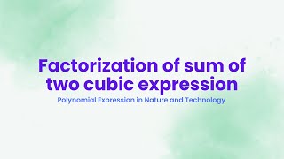 Class 9  Factorization of sum of two cubic expression  ELSS [upl. by Elna]