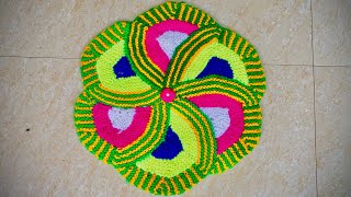 फ़ूल आकार का मल्टी कलर का बड़ा पायदान बनाए ।flower 🌸 shaped big doormat design [upl. by Lizned]