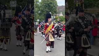 Drum Major leads The Highlanders 4 SCOTS Pipes and Drums to 2022 Braemar Gathering shorts [upl. by Socha]