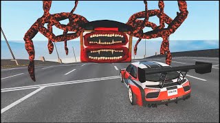 Flatbed Trailer Truck Potholes Transport Car Portal Trap Rescue  Cars vs Speed Bumps  BeamNGdrive [upl. by Doyle]