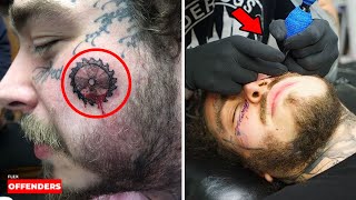 POST MALONE ADMITS FACE TATTOOS DUE TO INSECURITY  Post Malone 2020 tattoo tour [upl. by Wyn]