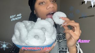 ICE ASMR  Powdery Ice Rings W Freezer Frost ice eating [upl. by Anaujait]