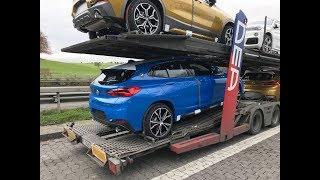 BMW X2 sDrive20i F39 Spied Completely Undisguised On A Truck Beside X1 F48  Comparison [upl. by Aihc]