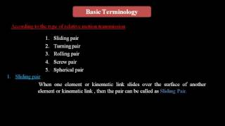 Basic Terminology for Kinematics of Machinery [upl. by Libove147]