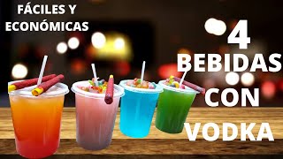 4 Deliciosas Bebidas con vodka 🤩 COMO PREPARAR BEBIDAS CON VODKASUPER FÁCILES Y MUY ECONÓMICAS [upl. by Airdnua]