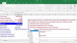 Bond Valuation Using Excel [upl. by Cirde]