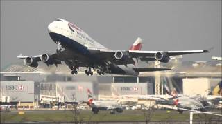 Heavy Sunset Departures \ London Heathrow Airport 020412 [upl. by Yltneb]