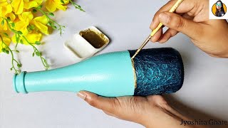 DIY Beautiful Elegant Yet Easy Bottle Art For Beginners DIY Bottle Art Bottle Craft [upl. by Adihahs]