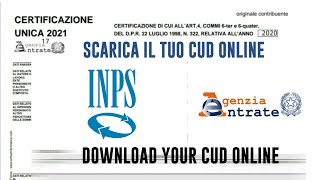 CERTIFICAZIONE UNICA 2021 COME SCARICARE IL TUO CUD ONLINE  How to download your CUD online [upl. by Euqinahc]