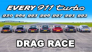 Porsche 911 Turbo generations DRAG RACE [upl. by Sigfried]