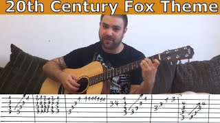 Tutorial 20th Century Fox Theme Full Arrangement  w TAB Guitar Lesson [upl. by Goetz]