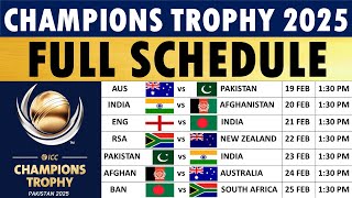 ICC Champions Trophy 2025 Schedule  Fixtures Venues amp Timings  Champions Trophy 2025 Schedule [upl. by Ikkiv]