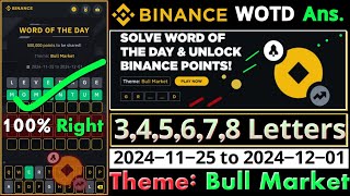 Bull Market WOTD  Binance New WODL Answers Today  All Letters Word of the day [upl. by Clorinde]