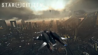 4K Star Citizen  Flying over Lorville City and Exploring Planet Hurstons Moons [upl. by Edialeda84]