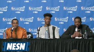 Dwyane Wade Discusses Playoff Rondo After Game 2 Win [upl. by Nageam]