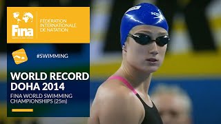 Mireya Belmontes World Record Moment  Doha 2014  FINA World Swimming Championships 25m [upl. by Atiana]