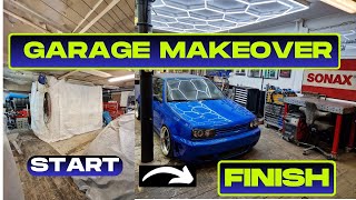 Ultimate Garage Makeover DIY Paint Lights and Storage [upl. by Epner462]