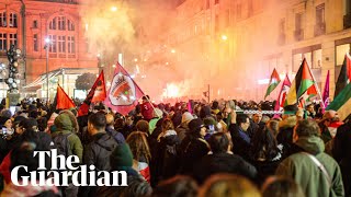 ProPalestine demonstrators march in Paris before FranceIsrael game [upl. by Yrmac459]