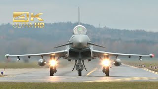 4K 8 Eurofighter Typhoon German Air Force Luftwaffe departure at Neuburg Donau Airbase ETSN [upl. by Platon695]