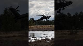 RNLAF 🇳🇱 AH64E Apache  Water reflection apache helicopter military lowflying [upl. by Pimbley]