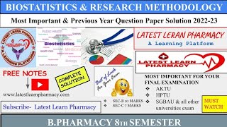 Biostatistics and Research Methodology Solution 202223 [upl. by Showker]