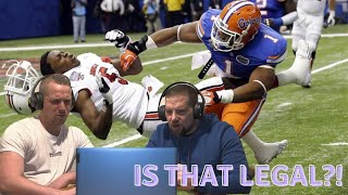 British Guys STUNNED By NFL Hardest Hits Here Comes The Boom [upl. by Yleme]