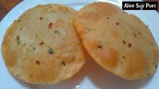 Crispy Aloo aur Suji ki Puri  Aloo ki puri by Indian Yumm  Potato semolina puri [upl. by Irak]