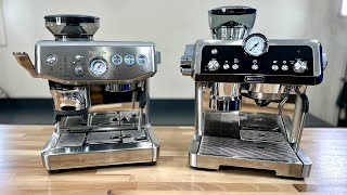 DeLonghi La Specialista Prestigio Vs Breville Barista Express Impress tamper showdown [upl. by Aerona]