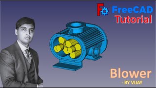 FreeCAD Tutorial  How to make a blower  By Vijay freecad cad 3dmodeling design [upl. by Einaffets587]