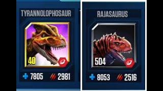 TYRANNOLOPHOSAUR VS RAJASAURUS II Jurassic World The Game II Dinosaurs Game [upl. by Mills]