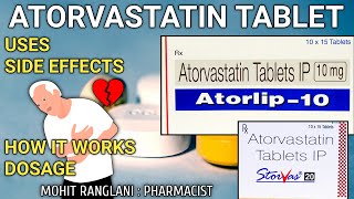 Atorvastatin 10 mg Tablet  Atorlip Tablet Uses Side effects Dose and Precautions  In Hindi [upl. by Elicec471]