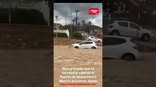 Heavy floods due to torrential rainfall in Puerto de Mazarrón of Murcia province Spain [upl. by Ahsieat784]