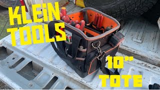 Klein Tools  Tradesman Pro 10” Tote  Electricians Tool Bag Review [upl. by Annmaria]