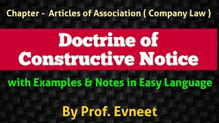 Doctrine of Constructive Notice  Doctrine of constructive notice in hindi [upl. by Arrakat503]