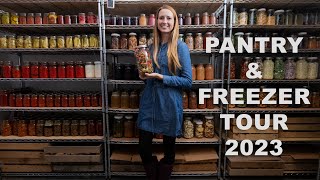 Homestead Pantry Tour amp Freezer Tour  A Years Supply of Food [upl. by Christiano]