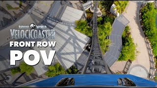 Front Row POV Jurassic World VelociCoaster  Islands of Adventure [upl. by Enaht]