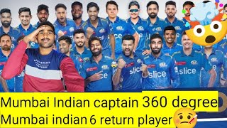 ಮುಂಬೈ ಇಂಡಿಯನ್ಸ್ 6 retun player 🤒 mumbai Indian 6 return players who is next Mumbai Indian captain🤔 [upl. by Wie464]