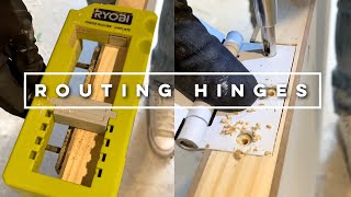 Simple Door Hinges Routing With Ryobi Door Hinge Template [upl. by Kralc]