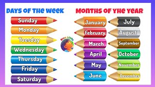 Months of the year  days of the week name in english  months and week name in english [upl. by Attenyl]