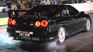 Nissan Skyline turbos  Calder Drags [upl. by Ahsikad789]