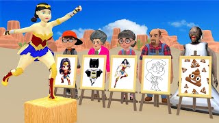 Scary Teacher 3D vs Squid Game Draw Color Funny Superheroes Doll Nice or Error 5 Times Challenge [upl. by Nicolette]