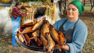 Smoking Fish the Ancient Way Using a Handmade Reed Smoker [upl. by Scharf636]