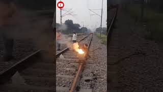 Thermit welding process filling the joint of railway tracks shortvideo shorts trending [upl. by Nitsirt62]